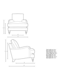 John Lewis Otley Armchair, Light Leg, Ticking Stripe Green Version 2 - view 2, Ticking Stripe Green Version 2