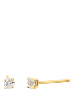 LARNAUTI Lab Grown Annecy 18ct Vermeil Kissed With Diamonds 0.20ct Round Solitaire Stud Earrings, Yellow Gold
