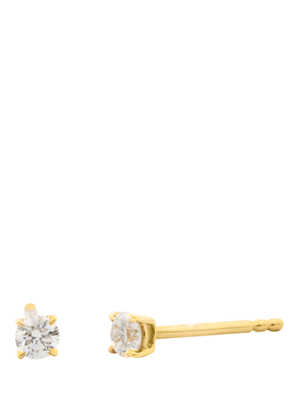 LARNAUTI Lab Grown Annecy 18ct Vermeil Kissed With Diamonds 0.20ct Round Solitaire Stud Earrings, Yellow Gold