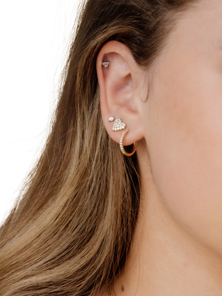 LARNAUTI Lab Grown Annecy 18ct Vermeil Kissed With Diamonds 0.20ct Round Solitaire Stud Earrings - view 2, Yellow Gold