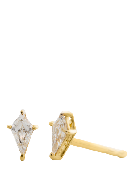 LARNAUTI Lab Grown Annecy 18ct Vermeil Kissed With Diamonds 0.40ct Kyte Solitaire Stud Earrings, Yellow Gold