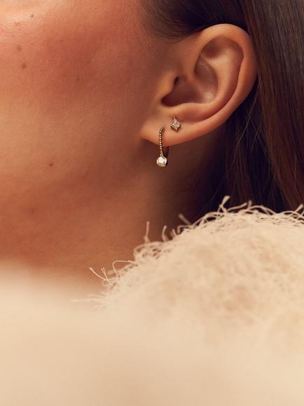 LARNAUTI Lab Grown Annecy 18ct Vermeil Kissed With Diamonds 0.40ct Kyte Solitaire Stud Earrings - view 2, Yellow Gold
