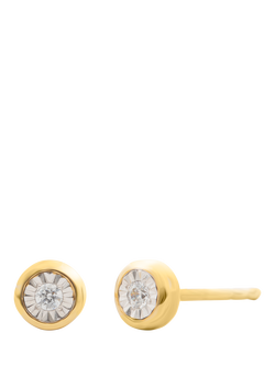 LARNAUTI Lab Grown Annecy 18ct Vermeil Kissed With Diamonds 0.05ct Illusion Stud Earrings, Yellow Gold