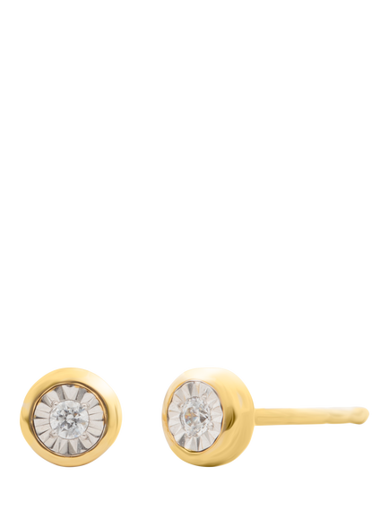 LARNAUTI Lab Grown Annecy 18ct Vermeil Kissed With Diamonds 0.05ct Illusion Stud Earrings, Yellow Gold