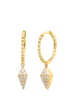 LARNAUTI Lab Grown Kerala 18ct Vermeil 0.35ct Pave Pyramid Bead Hoop Earrings, Yellow Gold