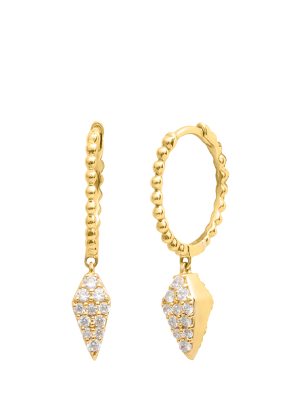 LARNAUTI Lab Grown Kerala 18ct Vermeil 0.35ct Pave Pyramid Bead Hoop Earrings, Yellow Gold