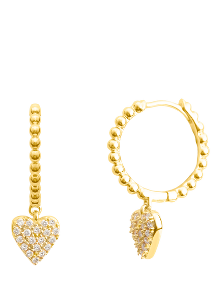 LARNAUTI Lab Grown Kerala 18ct Vermeil 0.20ct Pave Heart Bead Charm Earrings, Gold