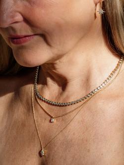 LARNAUTI Lab Grown Kerala 18ct Vermeil 0.12ct Pave Star Charmed Hoop Earrings - view 2, Yellow Gold