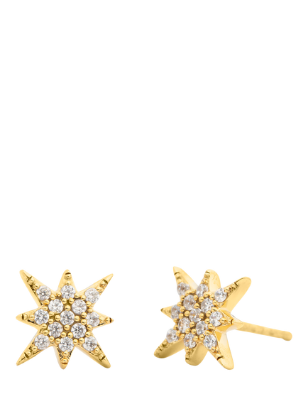 LARNAUTI Lab Grown Kerala 18ct Vermeil 0.12ct Pave Star Stud Earrings, Yellow Gold
