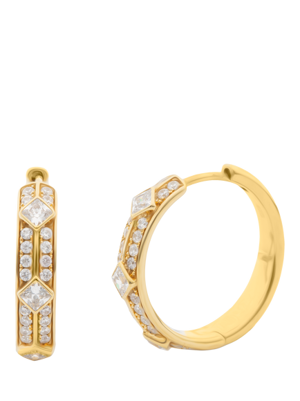 LARNAUTI Lab Grown Kerala 18ct Vermeil 0.50ct Pave Round Princess Earrings, Yellow Gold