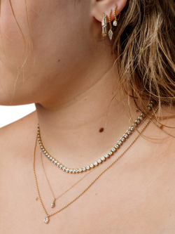 LARNAUTI Lab Grown Kerala 18ct Vermeil 0.50ct Pave Round Princess Earrings - view 2, Yellow Gold