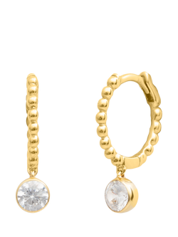 LARNAUTI Lab Grown Lombok 18ct Vermeil 0.50ct Round Solitaire Besel Set Solitaire Bead Charm Hoop, Yellow Gold