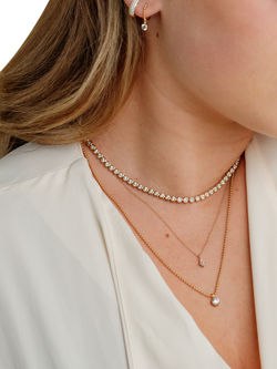 LARNAUTI Lab Grown Lombok 18ct Vermeil 0.50ct Round Solitaire Besel Set Solitaire Bead Charm Hoop - view 2, Yellow Gold