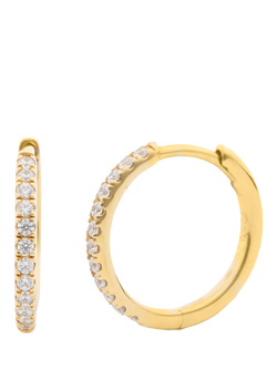 LARNAUTI Lab Grown Kerala 18ct Vermeil 0.20ct Single Row Pave Hoop Earrings, Yellow Gold