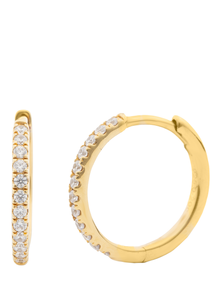 LARNAUTI Lab Grown Kerala 18ct Vermeil 0.20ct Single Row Pave Hoop Earrings, Yellow Gold