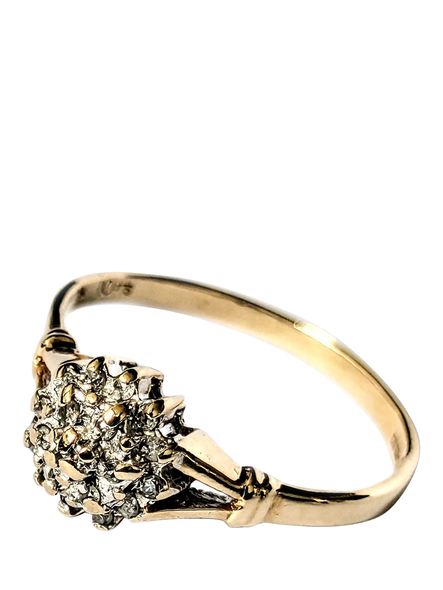 Product image 1 of 1, which shows Pre-loved 9ct Yellow Gold Diamond Cluster Ring, P