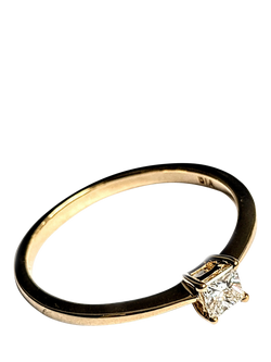 Pre-loved 9ct Yellow Gold Princess Cut Solitaire Diamond Ring, R, Yellow Gold