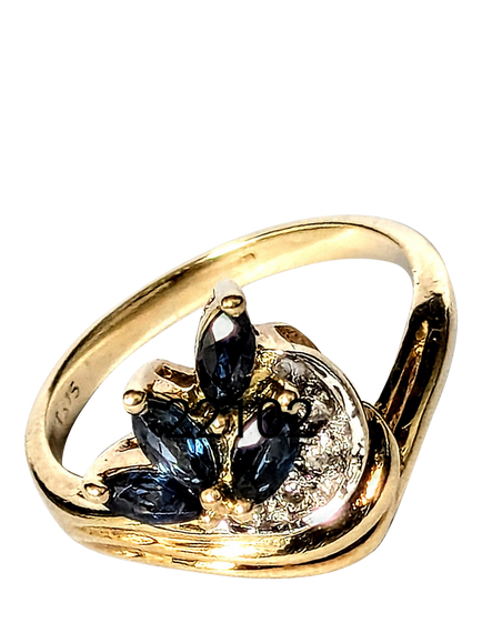 Pre-loved 9ct Yellow Gold Diamond and Tourmaline Ring, H, Yellow Gold