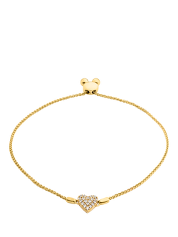 LARNAUTI Lab Grown Kerala 18ct Vermeil 0.15ct Pave Heart Slider Bracelet, Yellow Gold