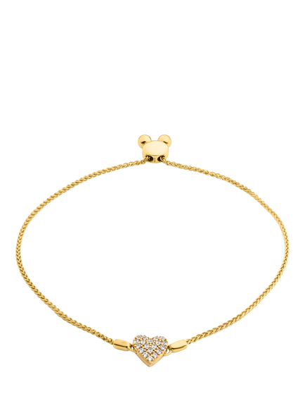 LARNAUTI Lab Grown Kerala 18ct Vermeil 0.15ct Pave Heart Slider Bracelet, Yellow Gold