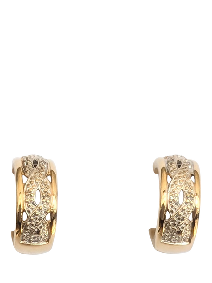Pre-loved 9ct Yellow Gold Diamond Set Huggie Earrings, Circa 2004, Yellow Gold
