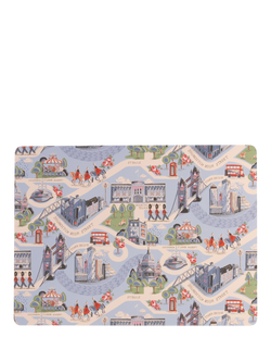 Cath Kidston London Cork-Backed Placemat, Set of 4, Red/Multi, Red Multi Red
