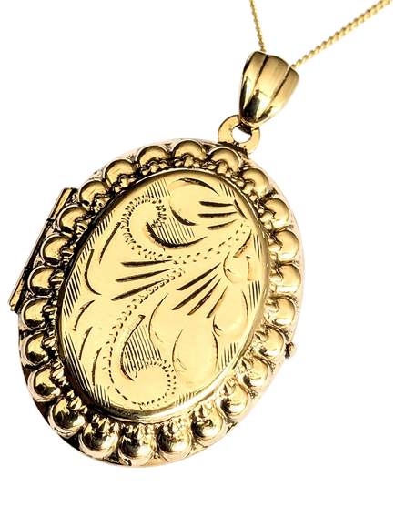 Pre-loved 9ct Yellow Gold Reversible Curb Chain Locket, Yellow Gold