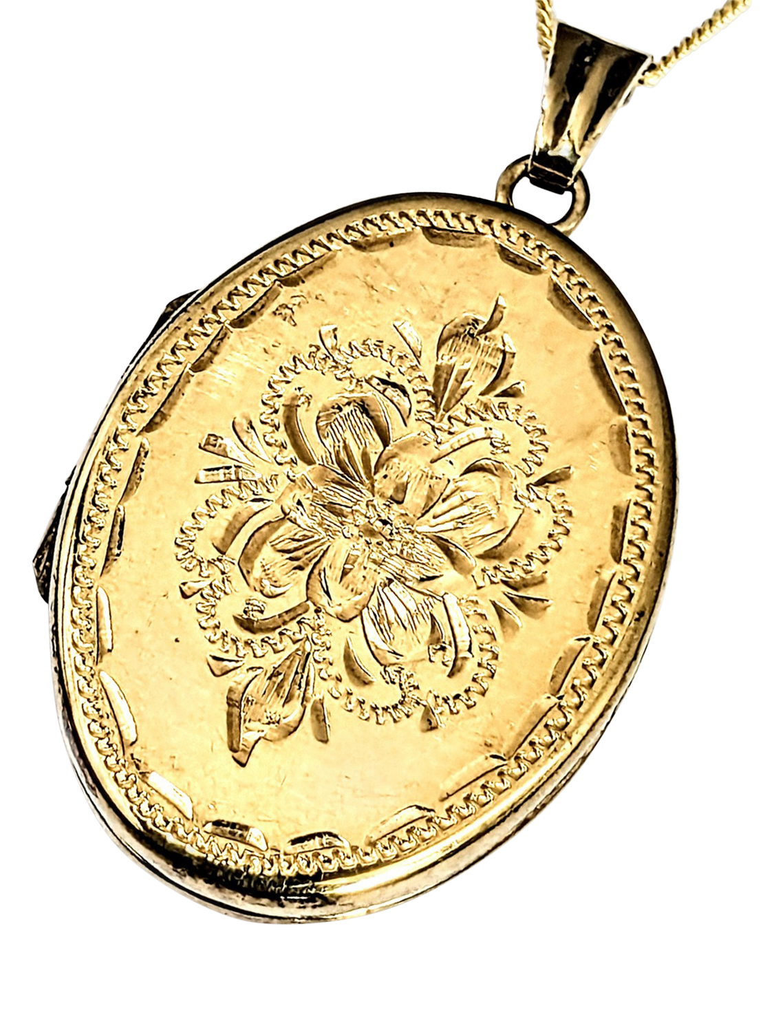 Pre-loved 9ct Yellow Rolled Gold Double Sided Engraved Locket