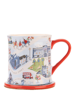 Cath Kidston London Stoneware Mug & Coaster, 275ml, Red/Multi - view 2, Red Multi Red