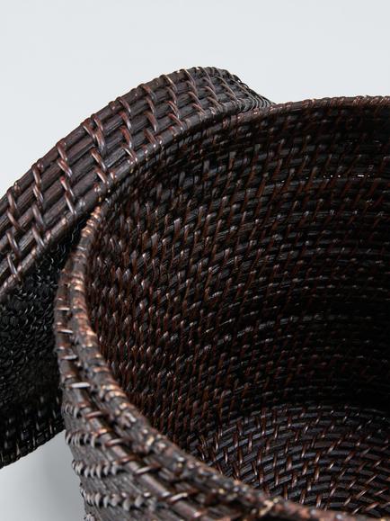 John Lewis Lidded Rattan Basket, Cacao - view 2, Cacao