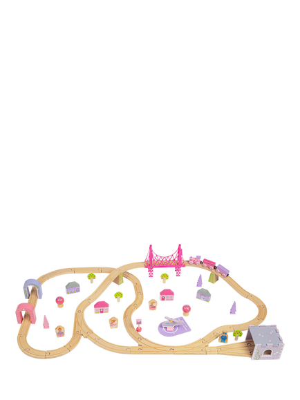 Bigjigs Toys Wooden Fairy Town Pink Train Set, Multicoloured
