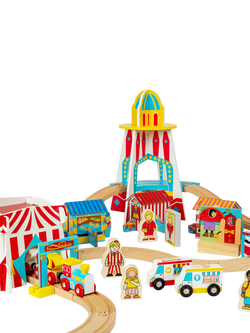 Bigjigs Toys Wooden Fun Fair Train Set - view 2, Multicoloured