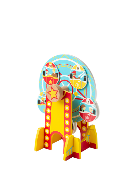 Bigjigs Toys Wooden Ferris Wheel Train Tunnel, Multicoloured