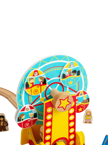 Bigjigs Toys Wooden Ferris Wheel Train Tunnel - view 2, Multicoloured