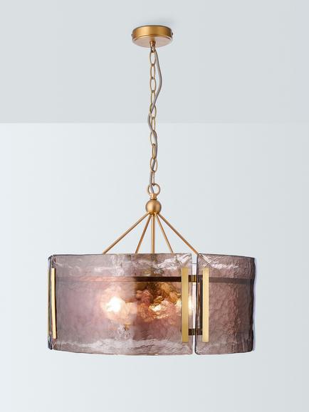 John Lewis Cadogan Textured Glass Pendant Ceiling Light, Antique Brass, Antique Brass