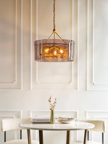 John Lewis Cadogan Textured Glass Pendant Ceiling Light, Antique Brass - view 2, Antique Brass