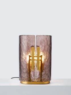 John Lewis Cadogan Textured Glass Table Lamp, Antique Brass, Antique Brass