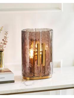 John Lewis Cadogan Textured Glass Table Lamp, Antique Brass - view 2, Antique Brass