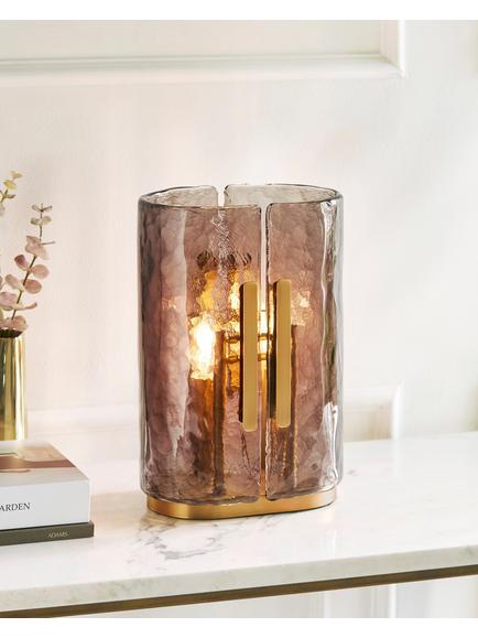 John Lewis Cadogan Textured Glass Table Lamp, Antique Brass - view 2, Antique Brass