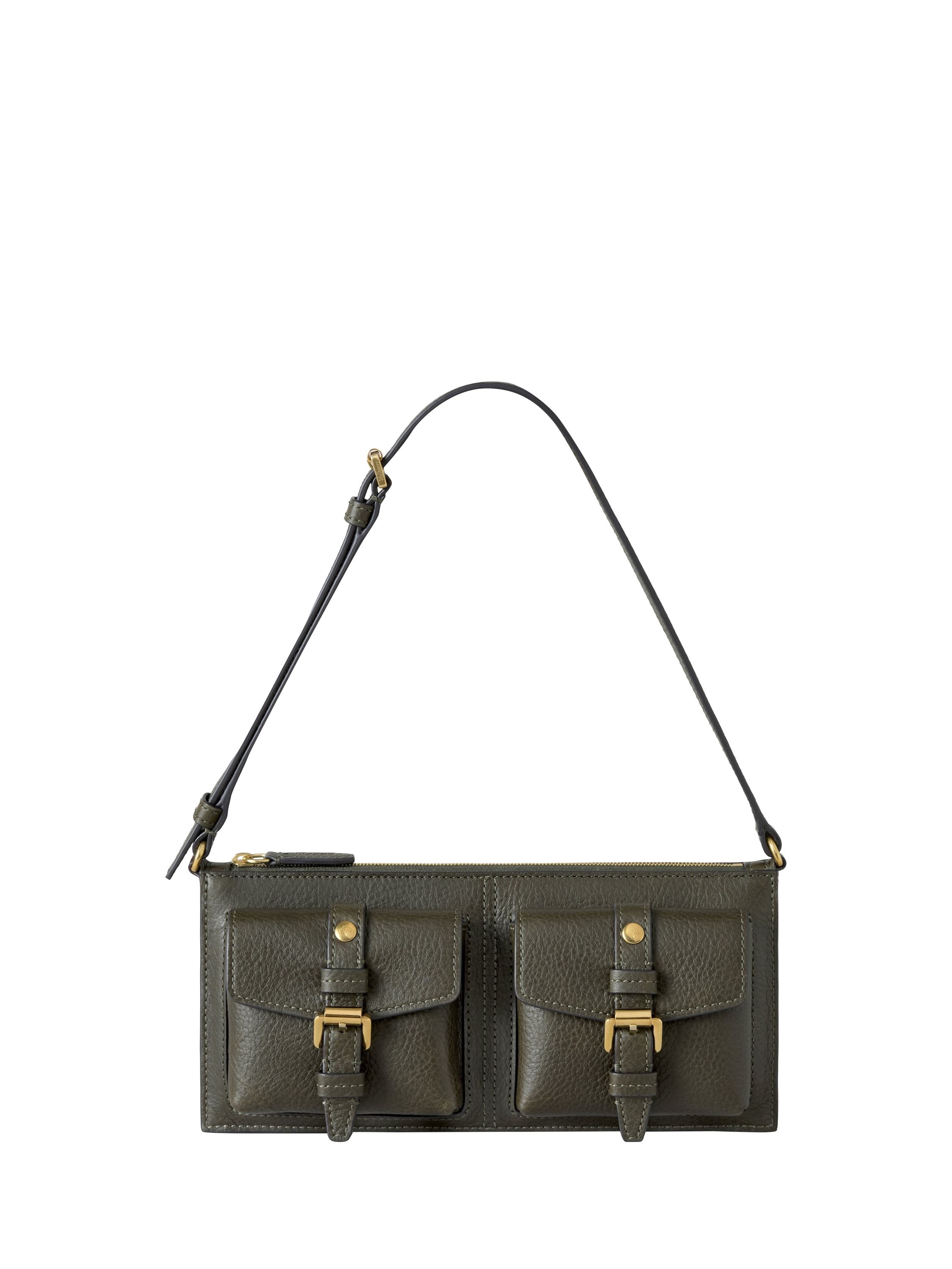 Product image 1 of 5, which shows Mulberry Mini Roxanne Leather Shoulder Bag, Juniper Green