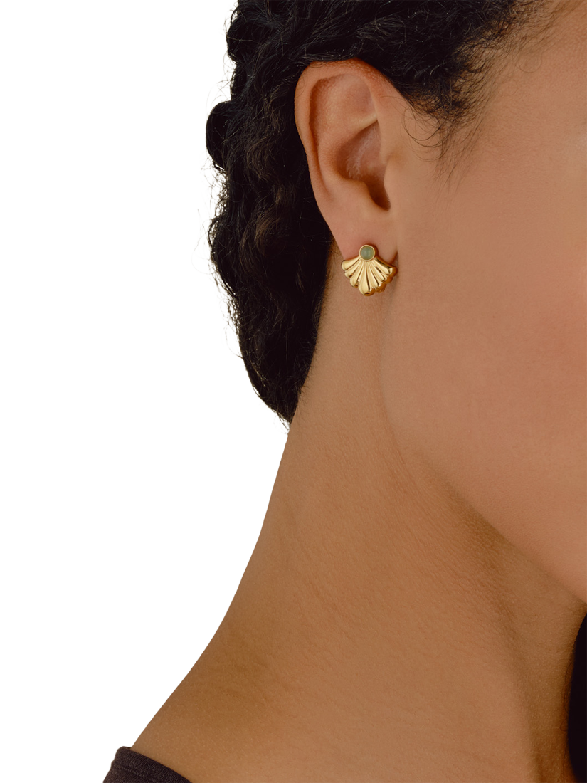 Product image 2 of 3, which shows Emma Holland Semi Precious Shell Clip On Earrings, Gold