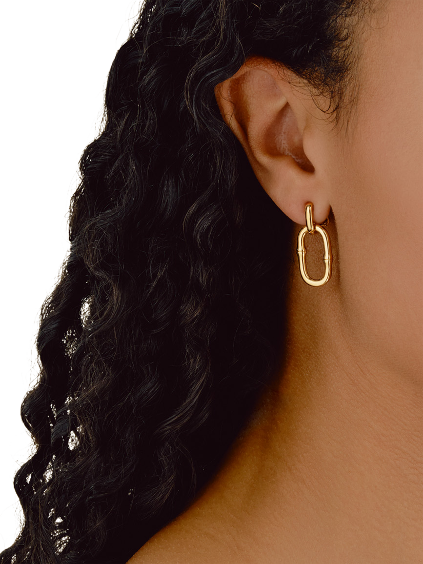 Product image 2 of 3, which shows Emma Holland Bamboo Clip Earrings, Gold