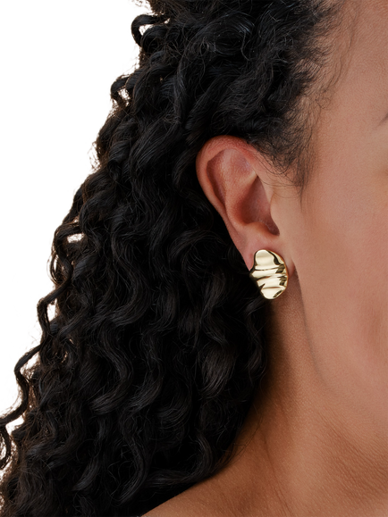 Emma Holland Ripple Clip Earrings, Gold - view 2, Gold