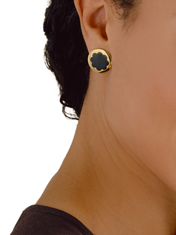 Emma Holland Jet Enamel Flower Stud Earrings, Black - view 2, Black