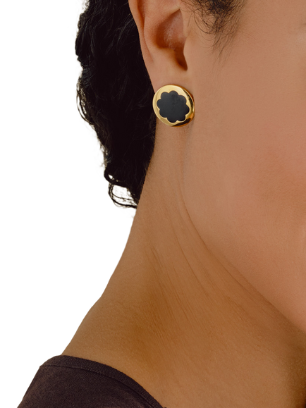 Emma Holland Jet Enamel Flower Stud Earrings, Black - view 2, Black