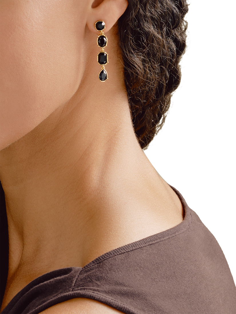 Product image 2 of 3, which shows Emma Holland Jet Crystal Drop Earrings, Black