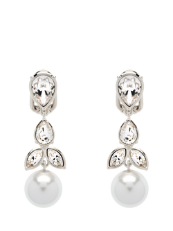 Emma Holland Crystal and Pearl Drop Earrings, Silver, Silver