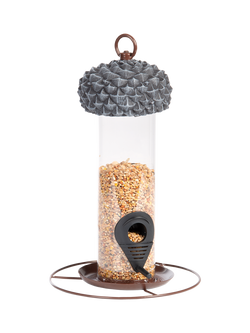 Fallen Fruits Acorn Silo Bird Feeder, Grey - view 2, Grey