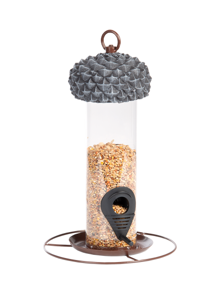 Fallen Fruits Acorn Silo Bird Feeder, Grey - view 2, Grey