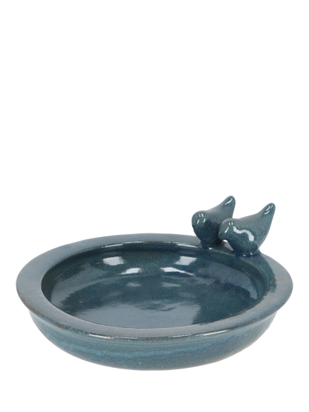 Fallen Fruits Ceramic Bird Bath, Blue, Blue